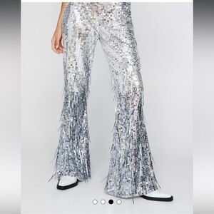 - Tassel sequin disco flared pants